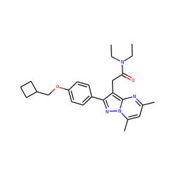 CCN(CC)C(=O)Cc1c(-c2ccc(OCC3CCC3)cc2)nn2c(C)cc(C)nc12 ZINC000299857197