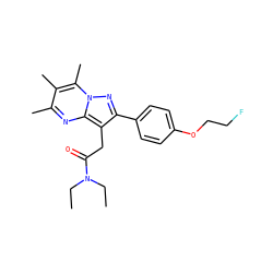 CCN(CC)C(=O)Cc1c(-c2ccc(OCCF)cc2)nn2c(C)c(C)c(C)nc12 ZINC000095586107