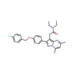 CCN(CC)C(=O)Cc1c(-c2ccc(OCc3ccc(F)cc3)cc2)nn2c(C)cc(C)nc12 ZINC000299866454