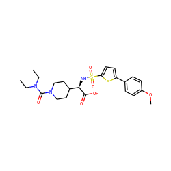 CCN(CC)C(=O)N1CCC([C@@H](NS(=O)(=O)c2ccc(-c3ccc(OC)cc3)s2)C(=O)O)CC1 ZINC000040956871