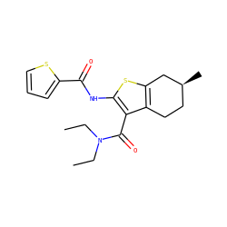 CCN(CC)C(=O)c1c(NC(=O)c2cccs2)sc2c1CC[C@H](C)C2 ZINC000001081630
