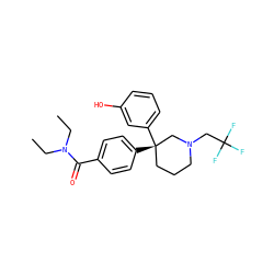 CCN(CC)C(=O)c1ccc([C@]2(c3cccc(O)c3)CCCN(CC(F)(F)F)C2)cc1 ZINC000045351205