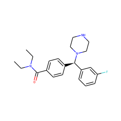 CCN(CC)C(=O)c1ccc([C@H](c2cccc(F)c2)N2CCNCC2)cc1 ZINC000022939803
