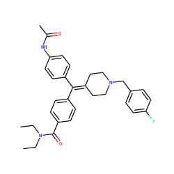 CCN(CC)C(=O)c1ccc(C(=C2CCN(Cc3ccc(F)cc3)CC2)c2ccc(NC(C)=O)cc2)cc1 ZINC000073198961