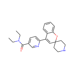 CCN(CC)C(=O)c1ccc(C2=CC3(CCNCC3)Oc3ccccc32)nc1 ZINC000043120316
