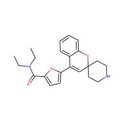 CCN(CC)C(=O)c1ccc(C2=CC3(CCNCC3)Oc3ccccc32)o1 ZINC000043020249