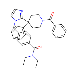 CCN(CC)C(=O)c1ccc(Cn2ccnc2C2(c3ccccc3)CCN(C(=O)c3ccccc3)CC2)cc1 ZINC000096318653