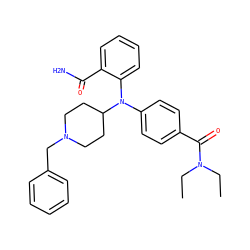 CCN(CC)C(=O)c1ccc(N(c2ccccc2C(N)=O)C2CCN(Cc3ccccc3)CC2)cc1 ZINC000045286397