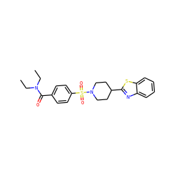 CCN(CC)C(=O)c1ccc(S(=O)(=O)N2CCC(c3nc4ccccc4s3)CC2)cc1 ZINC000001335222
