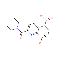 CCN(CC)C(=O)c1ccc2c(C(=O)O)ccc(O)c2n1 ZINC000473151286
