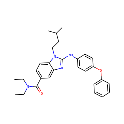 CCN(CC)C(=O)c1ccc2c(c1)nc(Nc1ccc(Oc3ccccc3)cc1)n2CCC(C)C ZINC001772593401