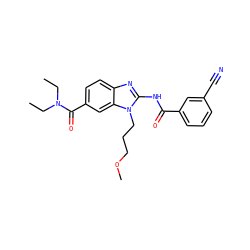 CCN(CC)C(=O)c1ccc2nc(NC(=O)c3cccc(C#N)c3)n(CCCOC)c2c1 ZINC000043177026