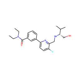 CCN(CC)C(=O)c1cccc(-c2ccc(F)c(CN[C@@H](CO)C(C)C)n2)c1 ZINC000204417243