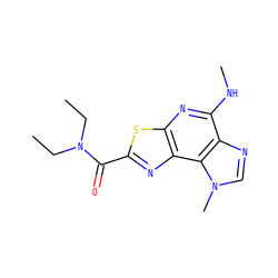 CCN(CC)C(=O)c1nc2c(nc(NC)c3ncn(C)c32)s1 ZINC000042889919