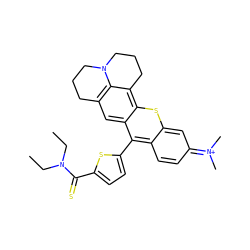 CCN(CC)C(=S)c1ccc(-c2c3ccc(=[N+](C)C)cc-3sc3c4c5c(cc23)CCCN5CCC4)s1 ZINC000095562400