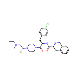 CCN(CC)C[C@@H](C)N1CCN(C(=O)[C@@H](Cc2ccc(Cl)cc2)NC(=O)[C@H]2Cc3ccccc3CN2)CC1 ZINC000036284774