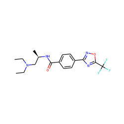 CCN(CC)C[C@@H](C)NC(=O)c1ccc(-c2noc(C(F)(F)F)n2)cc1 ZINC000142892419