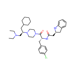 CCN(CC)C[C@@H](CC1CCCCC1)N1CCN(C(=O)[C@@H](Cc2ccc(Cl)cc2)NC(=O)C[C@@H]2Cc3ccccc3N2)CC1 ZINC000036284989