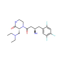 CCN(CC)C[C@@H]1C(=O)NCCN1C(=O)C[C@H](N)Cc1cc(F)c(F)cc1F ZINC000071334628