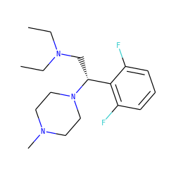 CCN(CC)C[C@H](c1c(F)cccc1F)N1CCN(C)CC1 ZINC000028528841