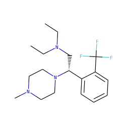 CCN(CC)C[C@H](c1ccccc1C(F)(F)F)N1CCN(C)CC1 ZINC000028526829