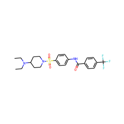 CCN(CC)C1CCN(S(=O)(=O)c2ccc(NC(=O)c3ccc(C(F)(F)F)cc3)cc2)CC1 ZINC000473117531