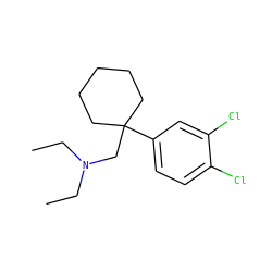 CCN(CC)CC1(c2ccc(Cl)c(Cl)c2)CCCCC1 ZINC000066136527