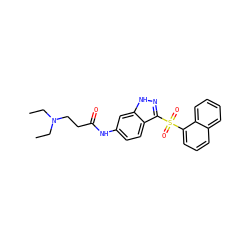 CCN(CC)CCC(=O)Nc1ccc2c(S(=O)(=O)c3cccc4ccccc34)n[nH]c2c1 ZINC000066105207