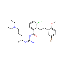 CCN(CC)CCC[C@@H](C)/N=C(/N)NC(=O)c1cccc(Cl)c1CCc1cc(Br)ccc1OC ZINC000036284539