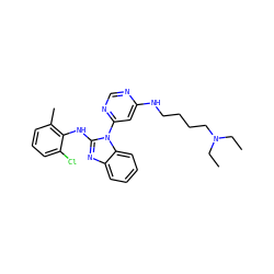 CCN(CC)CCCCNc1cc(-n2c(Nc3c(C)cccc3Cl)nc3ccccc32)ncn1 ZINC000034803053