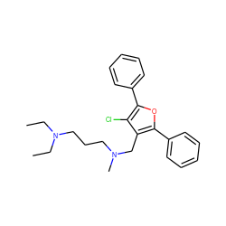 CCN(CC)CCCN(C)Cc1c(-c2ccccc2)oc(-c2ccccc2)c1Cl ZINC000027438888