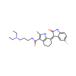 CCN(CC)CCCNC(=O)c1c(C)[nH]c2c1CCC/C2=C1/C(=O)Nc2ccc(F)cc21 ZINC000096284771