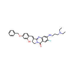 CCN(CC)CCCNc1cc2nc3n(c(=O)c2cc1F)CC/C3=C\c1ccc(OCc2ccccc2)cc1O ZINC001772587339