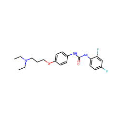 CCN(CC)CCCOc1ccc(NC(=O)Nc2ccc(F)cc2F)cc1 ZINC000096922427