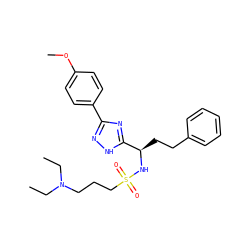 CCN(CC)CCCS(=O)(=O)N[C@H](CCc1ccccc1)c1nc(-c2ccc(OC)cc2)n[nH]1 ZINC000117720544