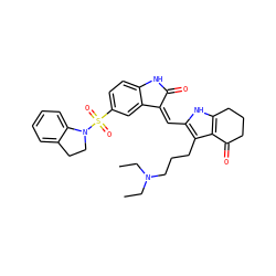 CCN(CC)CCCc1c(/C=C2\C(=O)Nc3ccc(S(=O)(=O)N4CCc5ccccc54)cc32)[nH]c2c1C(=O)CCC2 ZINC000058655472