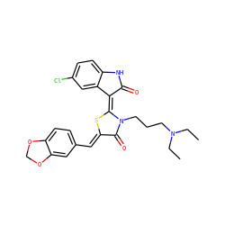 CCN(CC)CCCn1c(=O)/c(=C/c2ccc3c(c2)OCO3)s/c1=C1/C(=O)Nc2ccc(Cl)cc21 ZINC000072178290