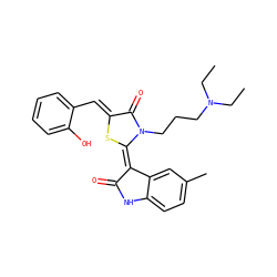 CCN(CC)CCCn1c(=O)/c(=C/c2ccccc2O)s/c1=C1\C(=O)Nc2ccc(C)cc21 ZINC000101747734