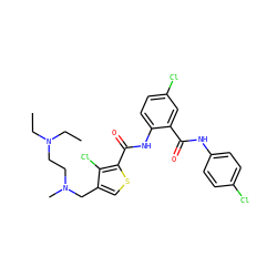 CCN(CC)CCN(C)Cc1csc(C(=O)Nc2ccc(Cl)cc2C(=O)Nc2ccc(Cl)cc2)c1Cl ZINC000023359304