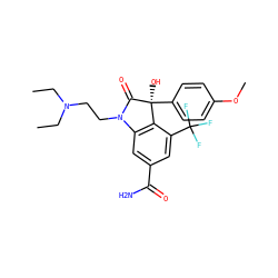 CCN(CC)CCN1C(=O)[C@@](O)(c2ccc(OC)cc2)c2c1cc(C(N)=O)cc2C(F)(F)F ZINC000028332648