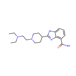 CCN(CC)CCN1CCC(c2nc3c(C(N)=O)cccc3[nH]2)CC1 ZINC000040863094