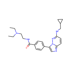 CCN(CC)CCNC(=O)c1ccc(-c2cnc3ccc(NCC4CC4)nn23)cc1 ZINC000058581728