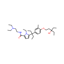 CCN(CC)CCNC(=O)c1ccc(C(CC)(CC)c2ccc(OCCC(O)(CC)CC)c(C)c2)n1CC ZINC001772621450