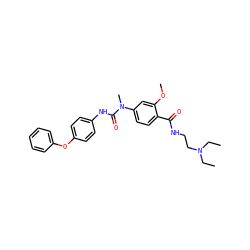 CCN(CC)CCNC(=O)c1ccc(N(C)C(=O)Nc2ccc(Oc3ccccc3)cc2)cc1OC ZINC000028389877