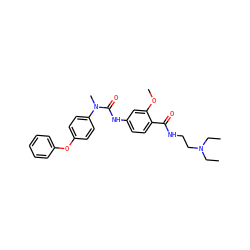 CCN(CC)CCNC(=O)c1ccc(NC(=O)N(C)c2ccc(Oc3ccccc3)cc2)cc1OC ZINC000028380542