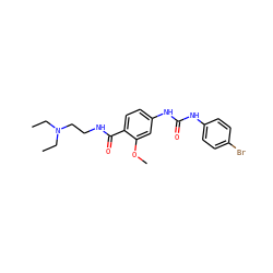 CCN(CC)CCNC(=O)c1ccc(NC(=O)Nc2ccc(Br)cc2)cc1OC ZINC000028385392