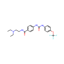 CCN(CC)CCNC(=O)c1ccc(NC(=O)Nc2ccc(OC(F)(F)F)cc2)cc1 ZINC000028383513