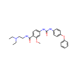 CCN(CC)CCNC(=O)c1ccc(NC(=O)Nc2ccc(Oc3ccccc3)cc2)cc1OC ZINC000028383332