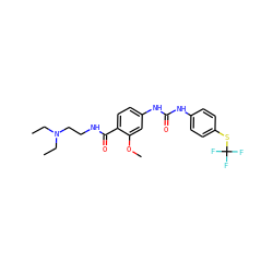 CCN(CC)CCNC(=O)c1ccc(NC(=O)Nc2ccc(SC(F)(F)F)cc2)cc1OC ZINC000028368868