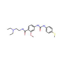 CCN(CC)CCNC(=O)c1ccc(NC(=O)Nc2ccc(SC)cc2)cc1OC ZINC000028392564